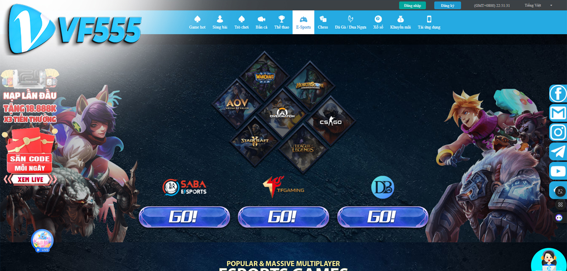 Warcraft 3 VF555 - Giao diện cá cược esports chuyên nghiệp