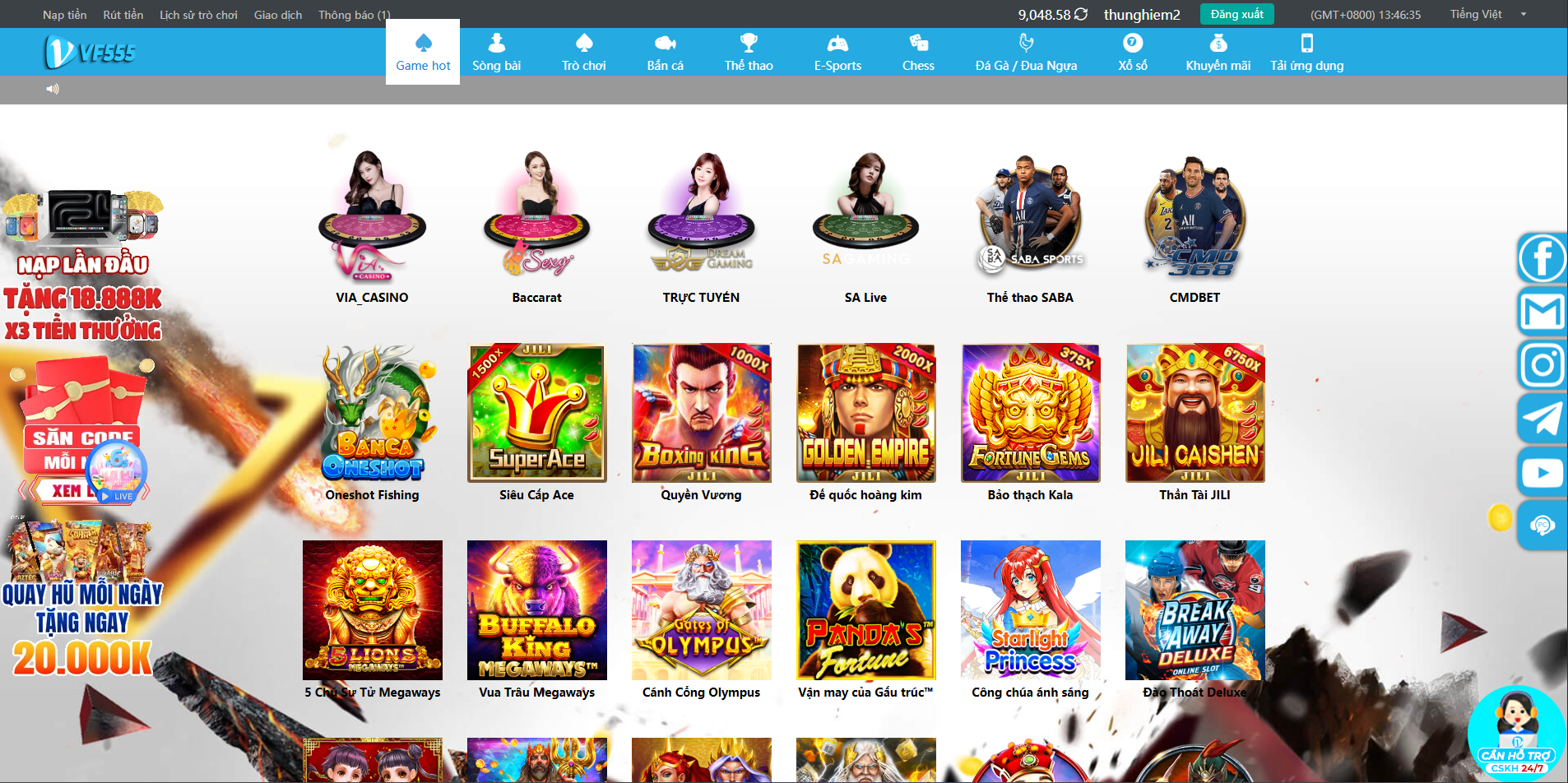 VF555 - Kho game khổng lồ với hơn 1000+ trò chơi